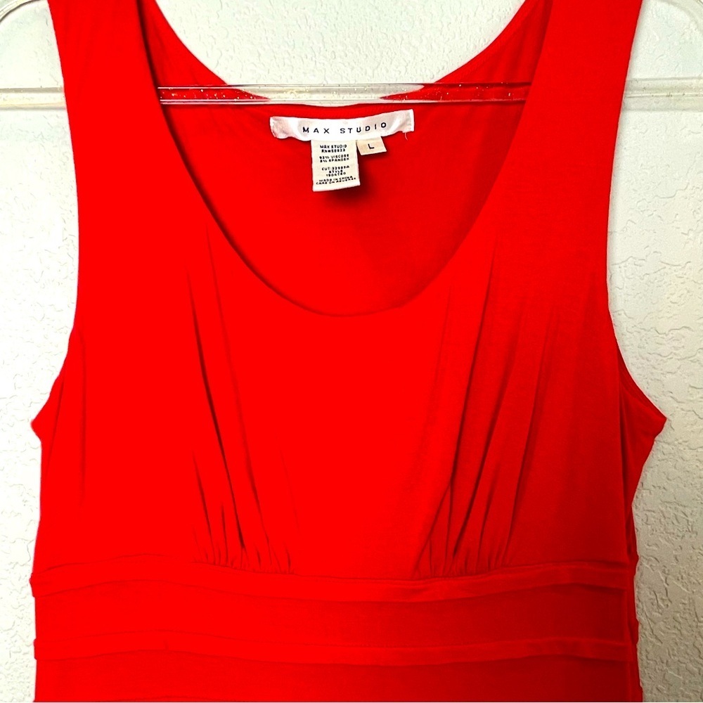 MAX STUDIO Red Sleeveless Dress with Flattering Compression Waist Size L - Picture 5 of 7